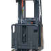A forklift featuring a yellow and orange handle, with a lifting capacity of 2200 lbs and a maximum elevation of 196 inches.